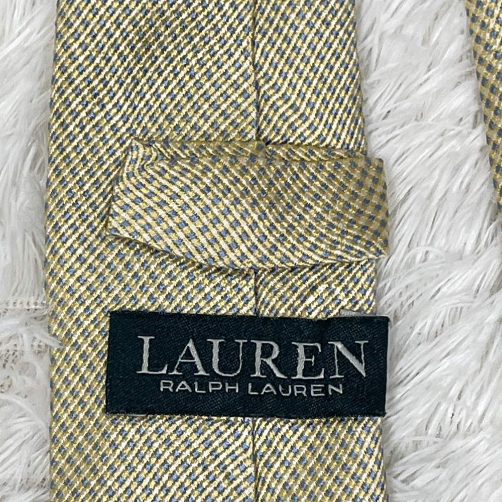 Lauren Ralph Lauren Tie Pale Yellow Aqua Geometric 100% Silk Career Professional - Picture 2 of 4